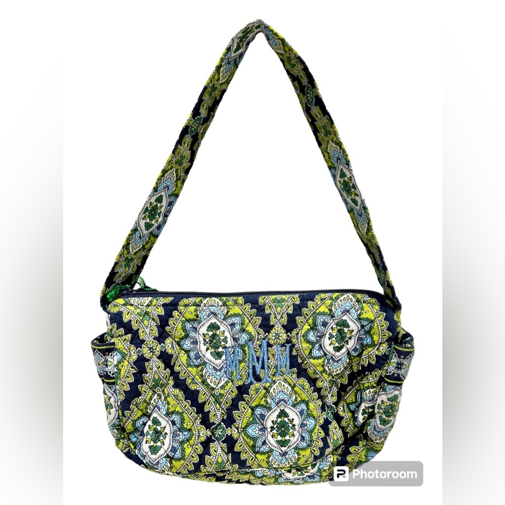 Vera Bradley Cambridge Maggie Bag Handbag Purse Green Blue Already MONOGRAMMED